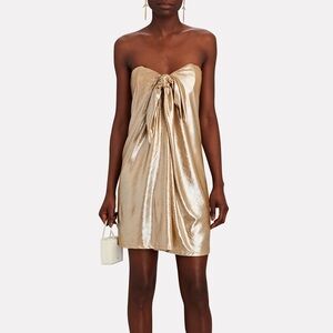 NWT Caroline Constas Kaia Strapless Knotted Lamè Mini Dress